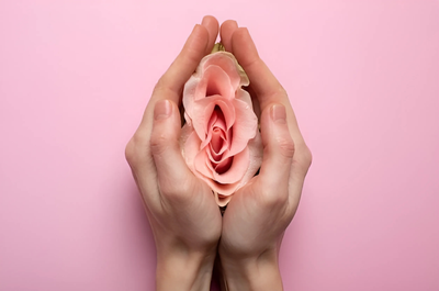 Woman holding flower Pure Coco